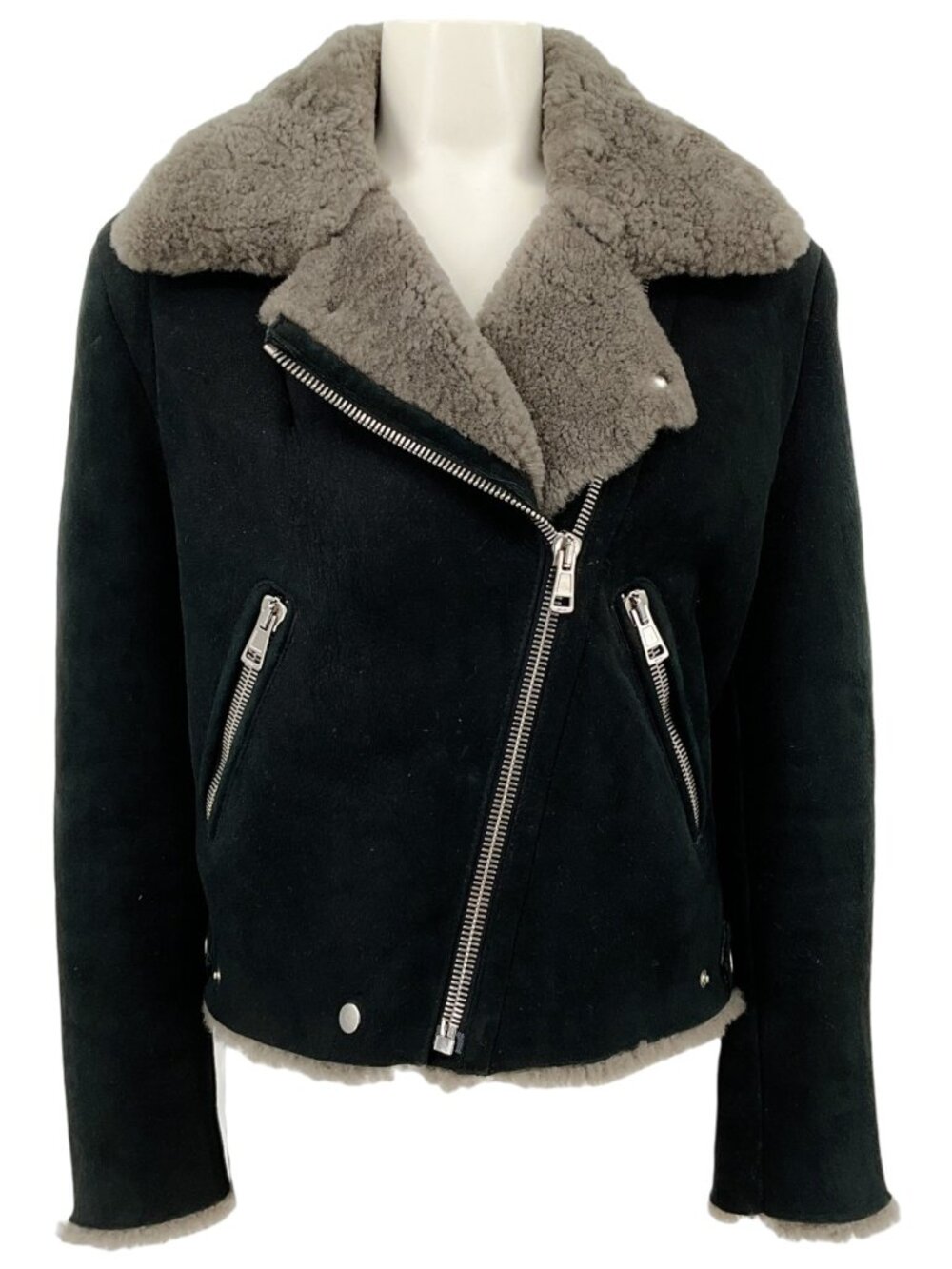 Acne Black Shearling Moto Jacket